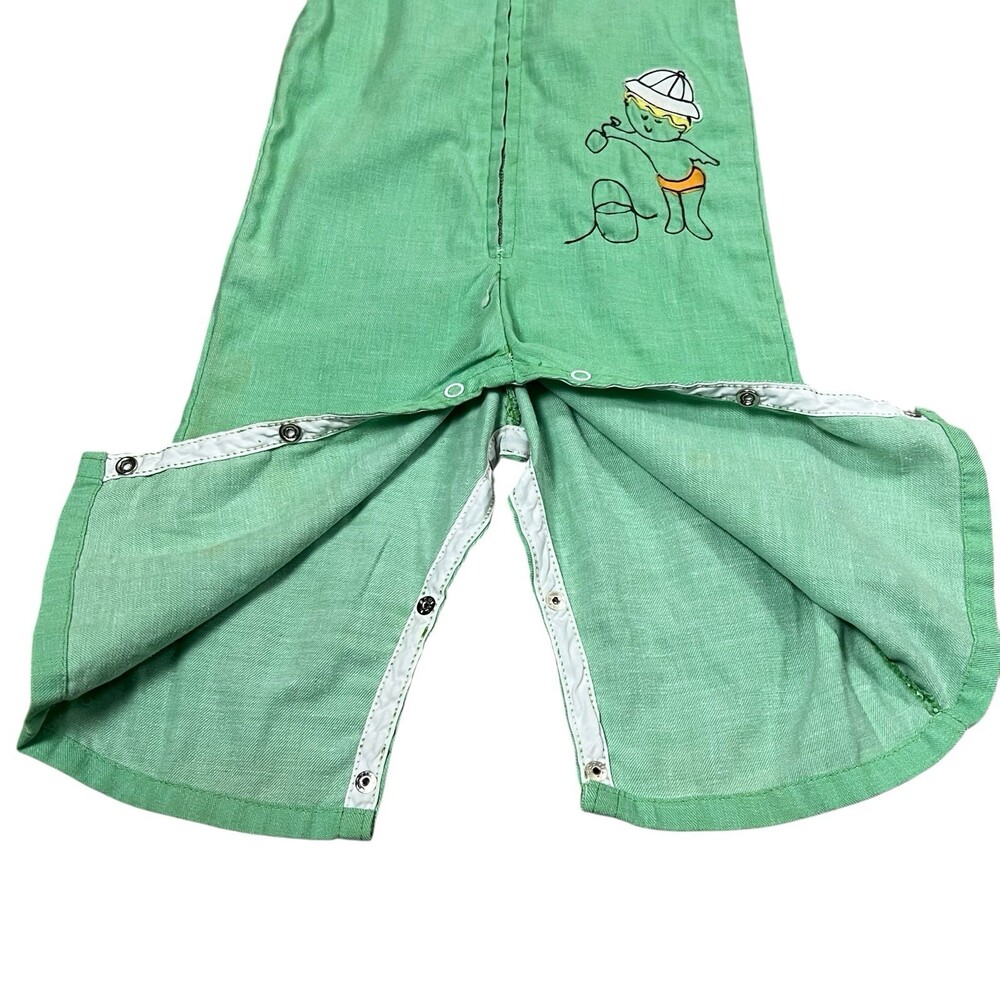 Vintage Wonderalls Baby Romper Green Embroidered One Piece USA Made 12-18M - Picture 7 of 12